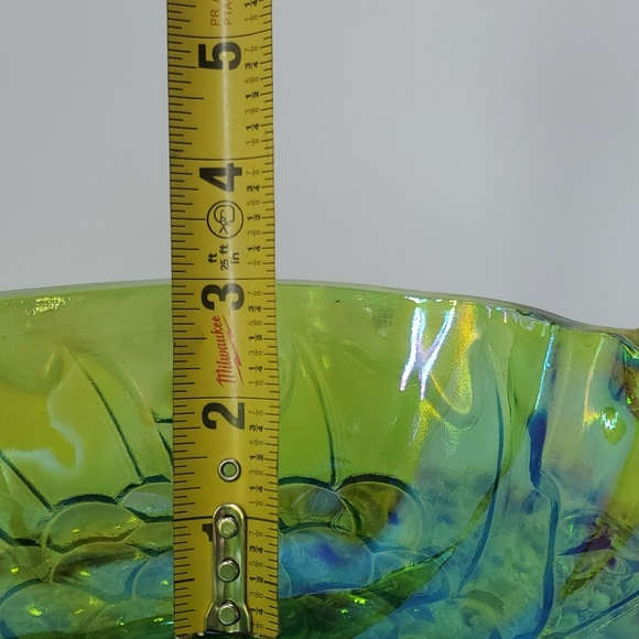 INDIANA CARNIVAL GLASS GREEN GRAPE SERVING BOWL - Picture 6 of 11